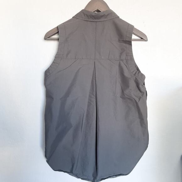 Brochu Walker Button Collar Shirt Sleeveless Small Olive Gray Green Staple - Picture 2 of 6